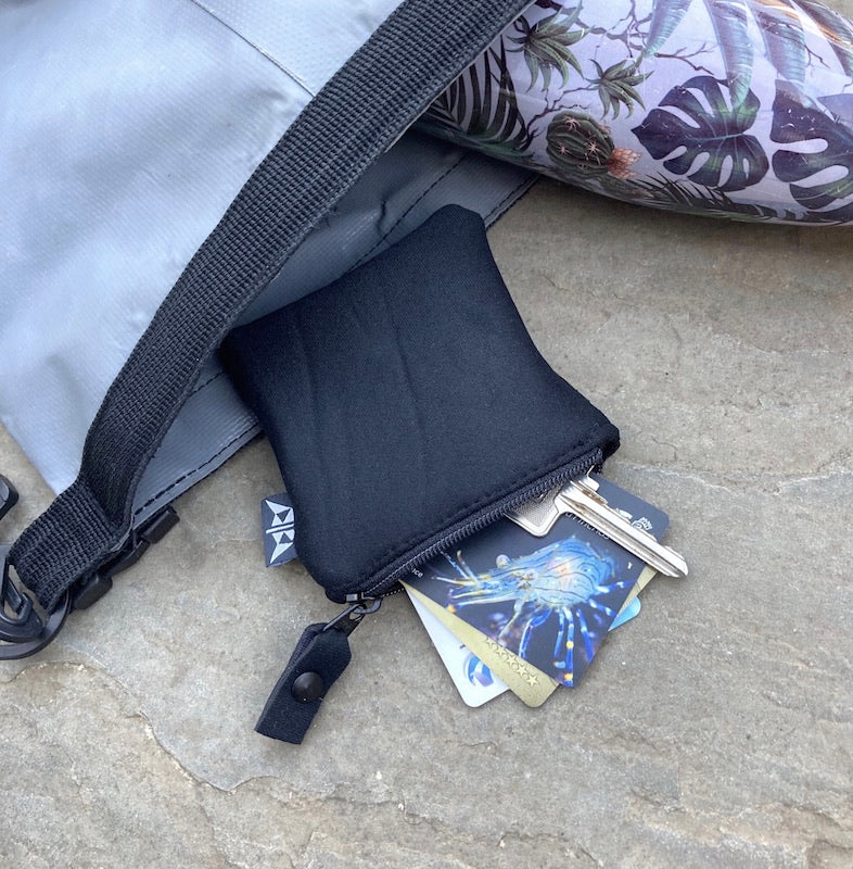 Zipped Square Coin Pouch made from Recycled Materials.