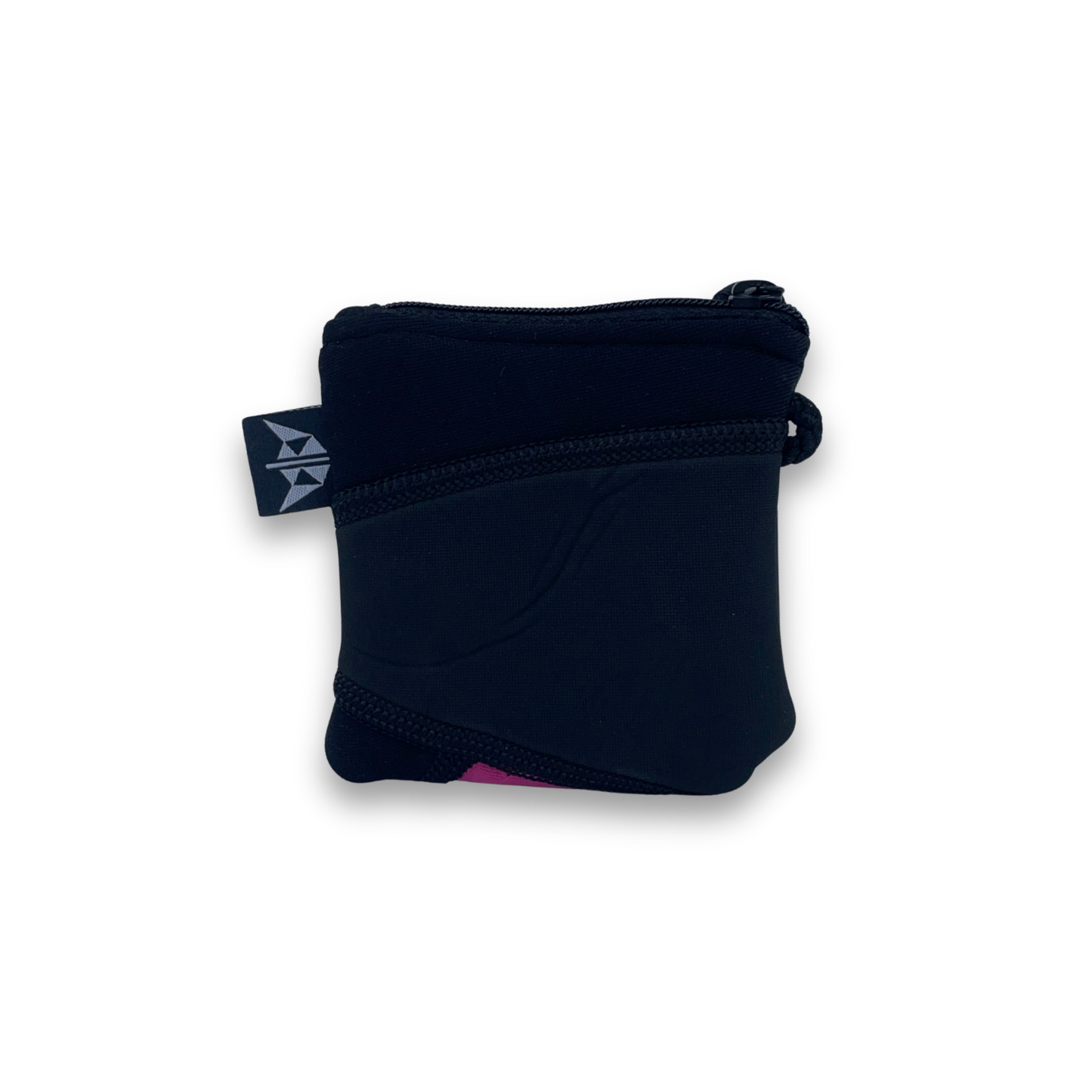 Zipped Coin Purse made from upcycled neoprene in black & pink