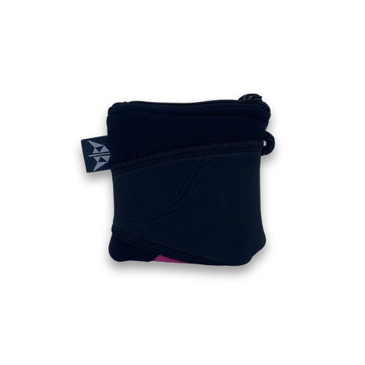 Zipped Coin Purse made from upcycled neoprene in black & pink