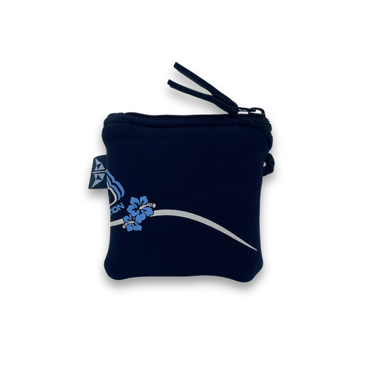 Navy Blue Recycled Coin Pouch with Flower Print