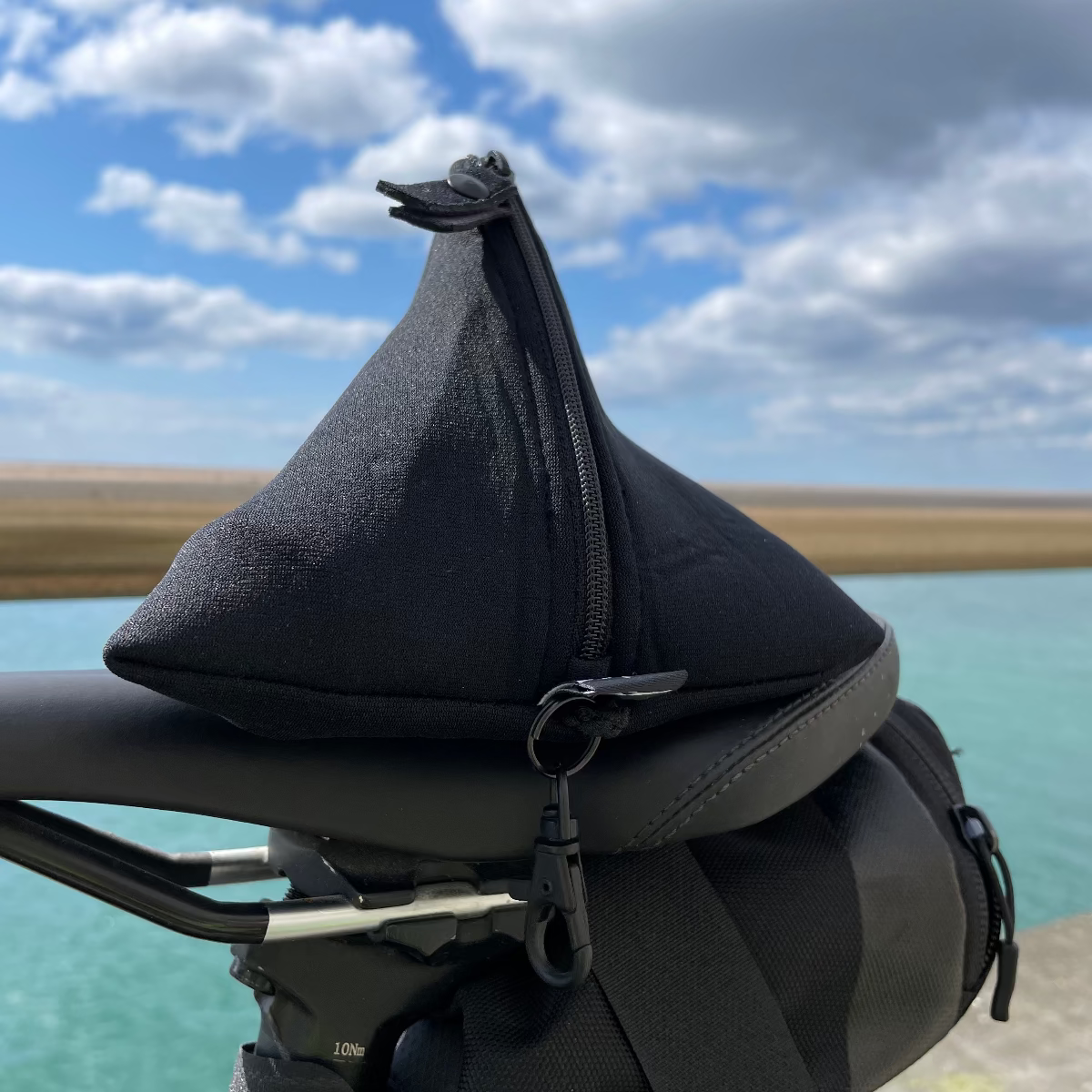 Black Pouch with clip made from recycled wetsuits 