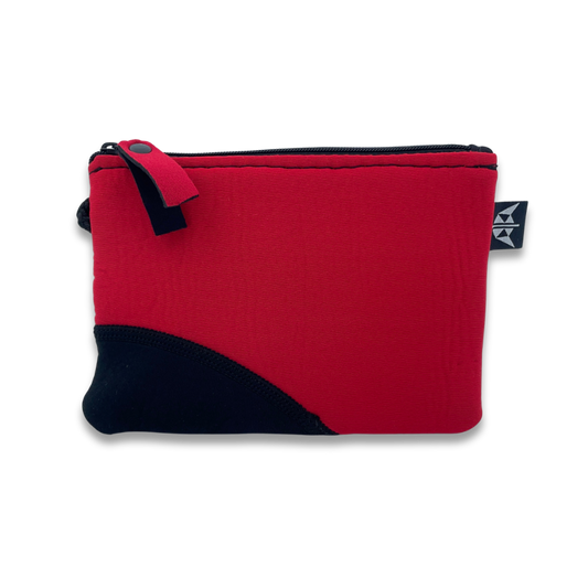 Zipped Recycled Rectangle Pouch Bag in red