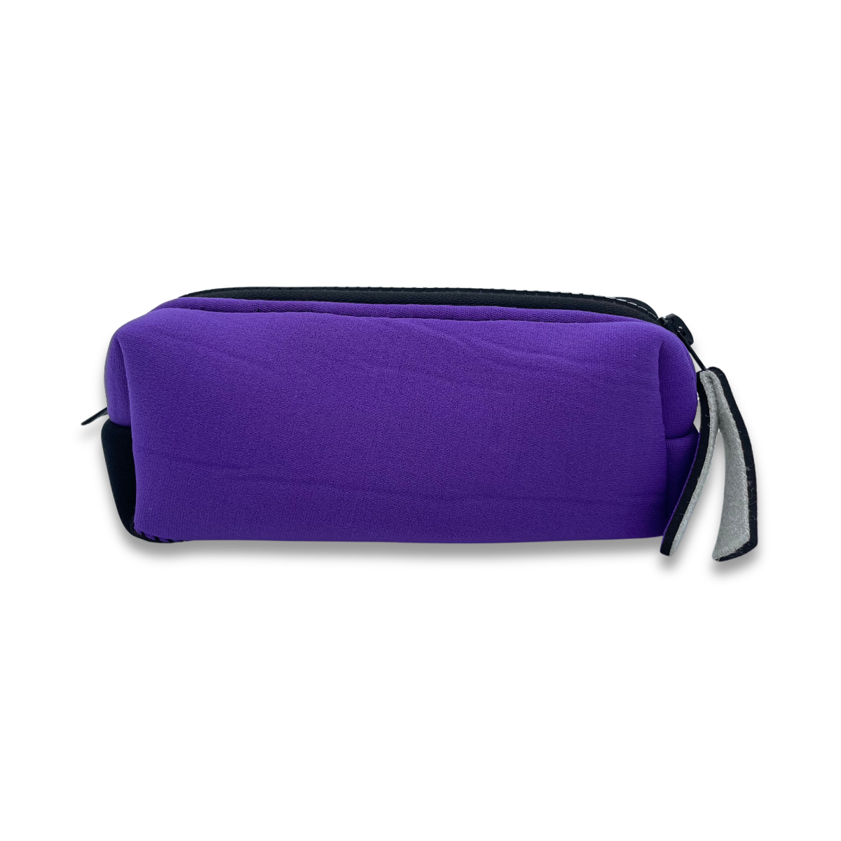 Recycled pencil case - Boxy pencil case with zipped closure and pull tab in purple. 