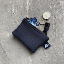 Load image into Gallery viewer, Grounded Neoprene Coin Pouch/Purse in Black  with card and coins
