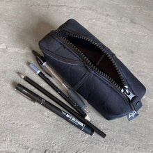 Load image into Gallery viewer, Horizon Neoprene Long Pencil Case Pouch in Black with pencils and pens
