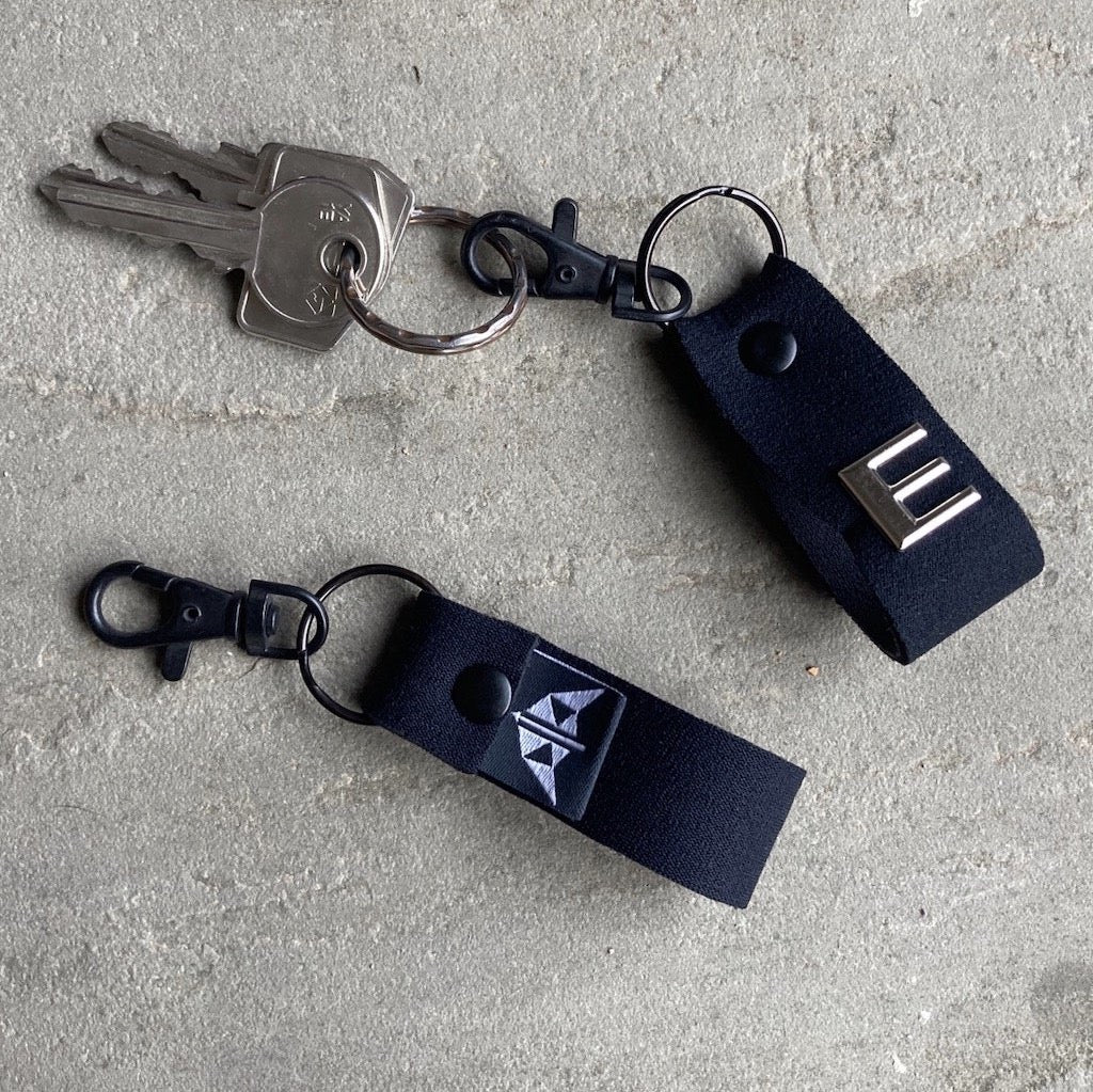 Neoprene keyring in black with optional personalisation