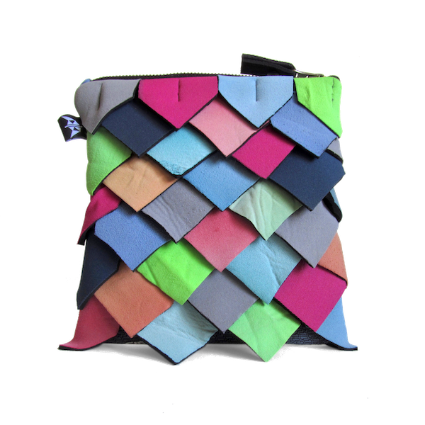 Mindful Manta mermaid style pouch with neoprene scales multicoloured
